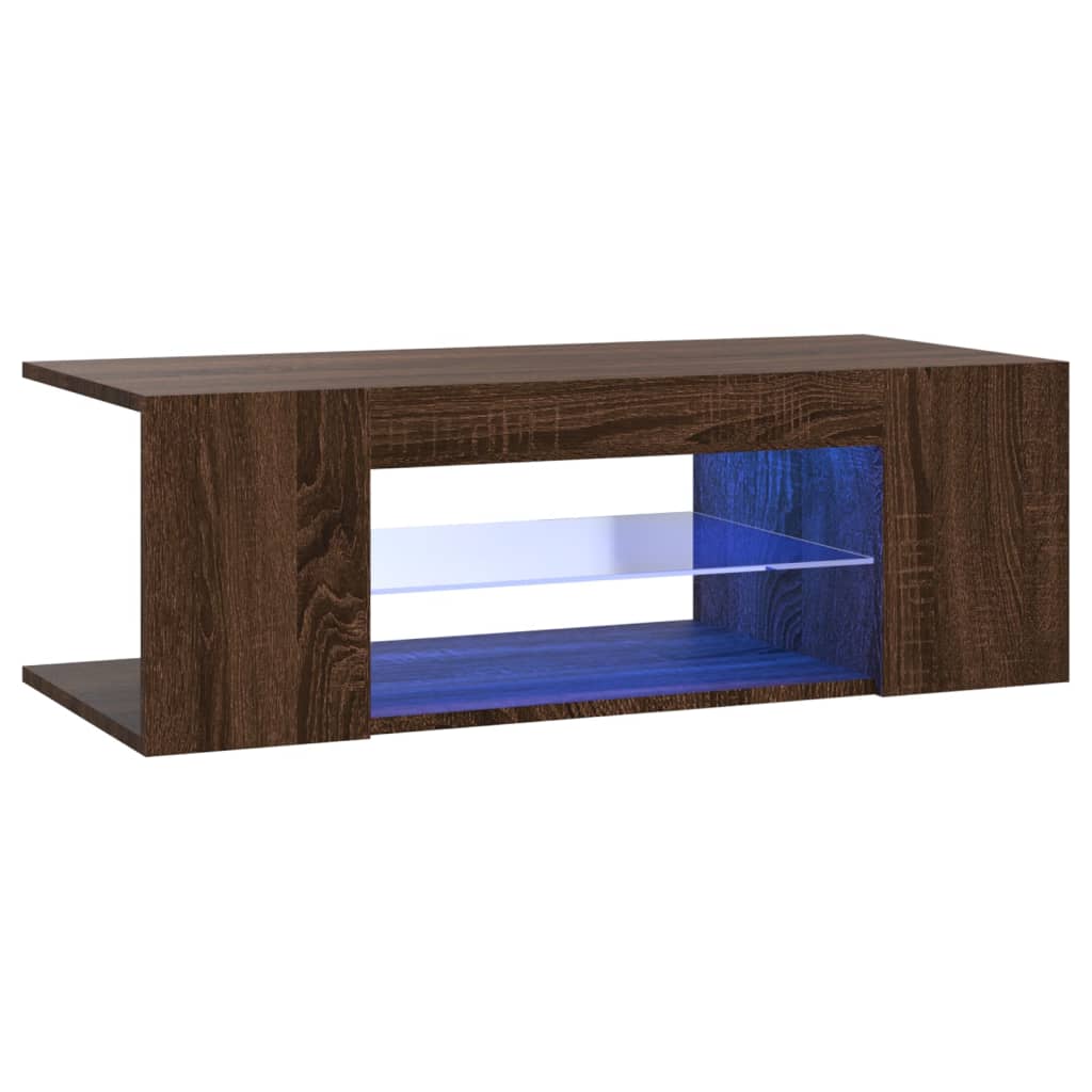 vidaXL TV Cabinet with LED Lights Brown Oak 90x39x30 cm