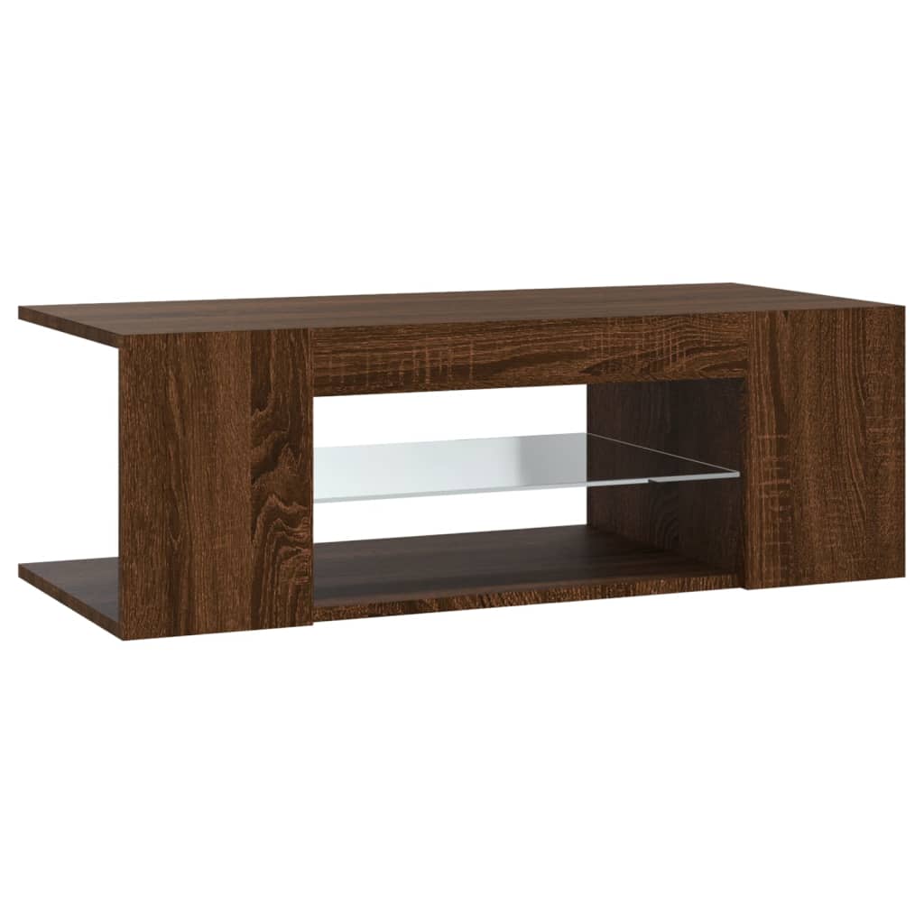 vidaXL TV Cabinet with LED Lights Brown Oak 90x39x30 cm