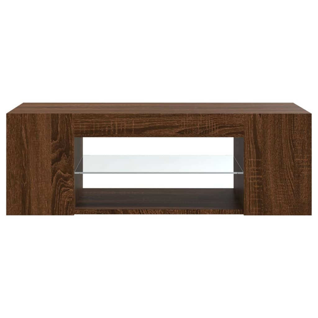 vidaXL TV Cabinet with LED Lights Brown Oak 90x39x30 cm