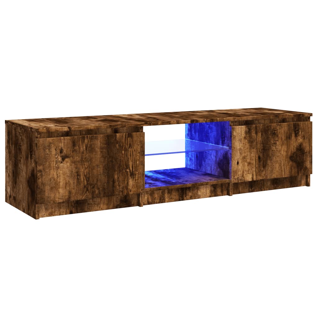 vidaXL TV Cabinet with LED Lights Smoked Oak 140x40x35.5 cm