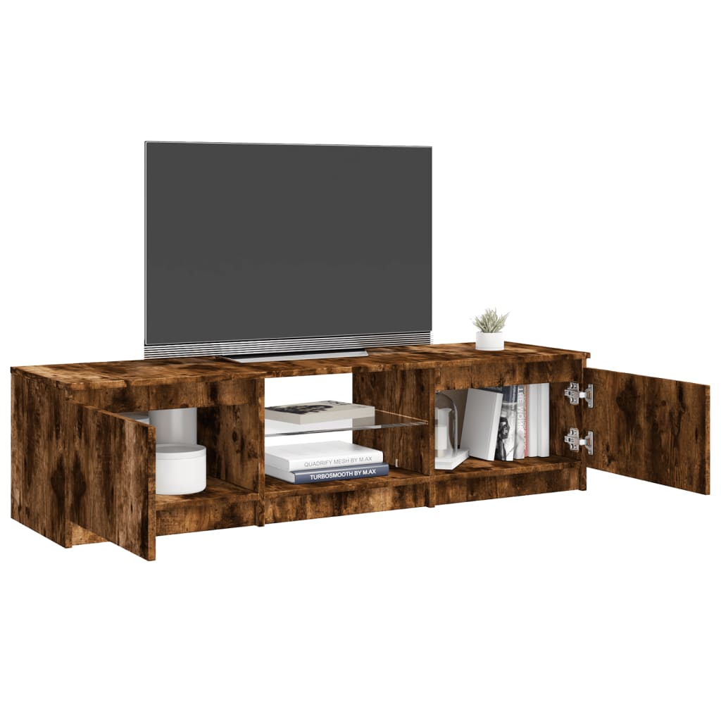 vidaXL TV Cabinet with LED Lights Smoked Oak 140x40x35.5 cm