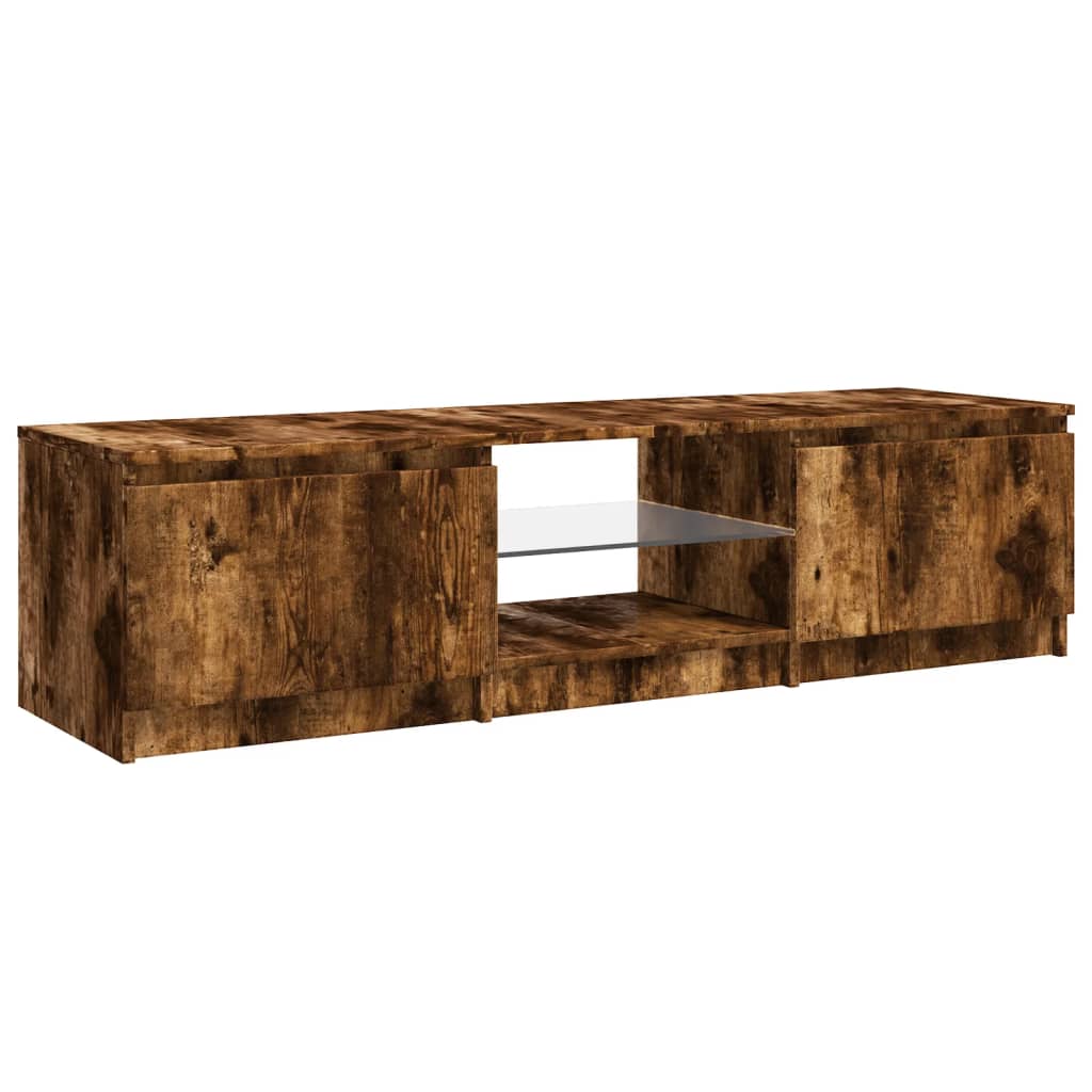 vidaXL TV Cabinet with LED Lights Smoked Oak 140x40x35.5 cm