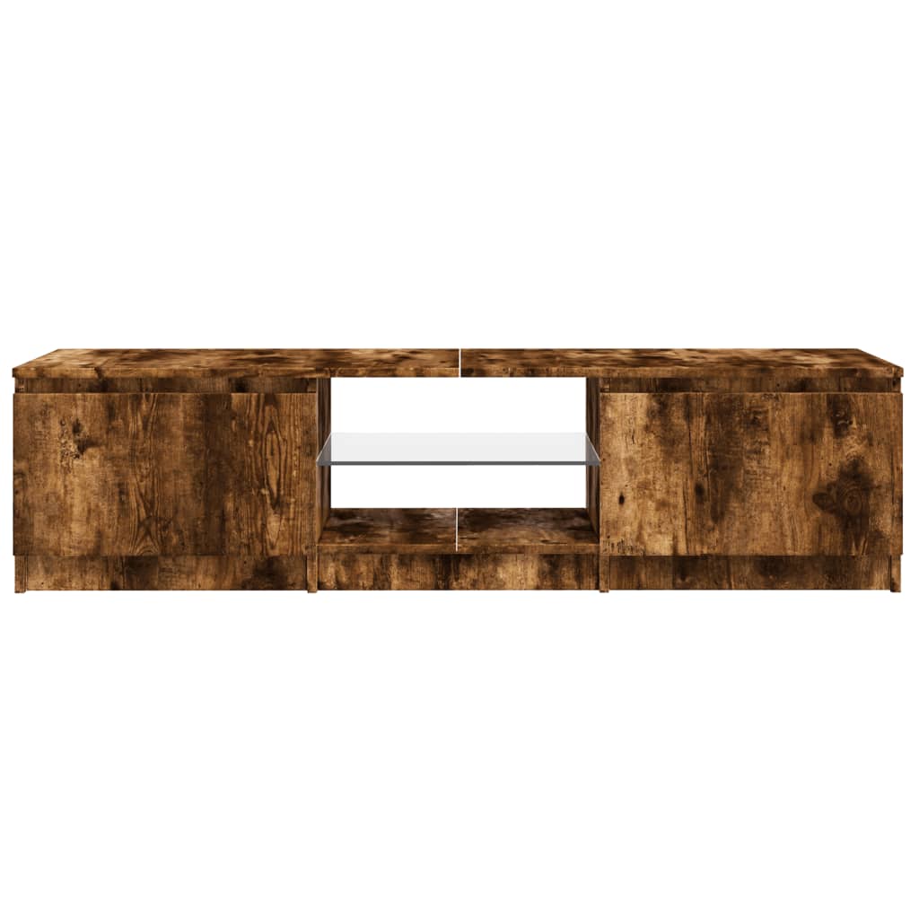 vidaXL TV Cabinet with LED Lights Smoked Oak 140x40x35.5 cm