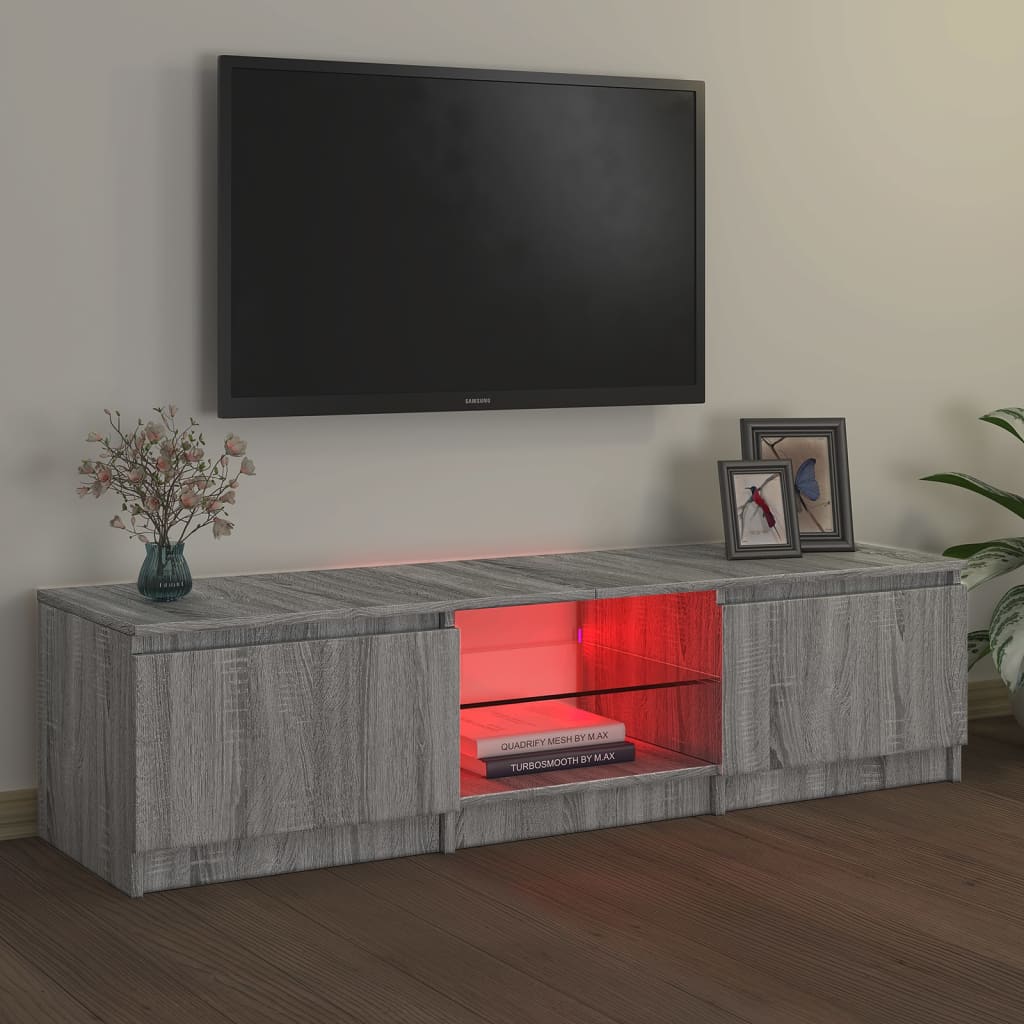 vidaXL TV Cabinet with LED Lights Grey Sonoma 140x40x35.5 cm