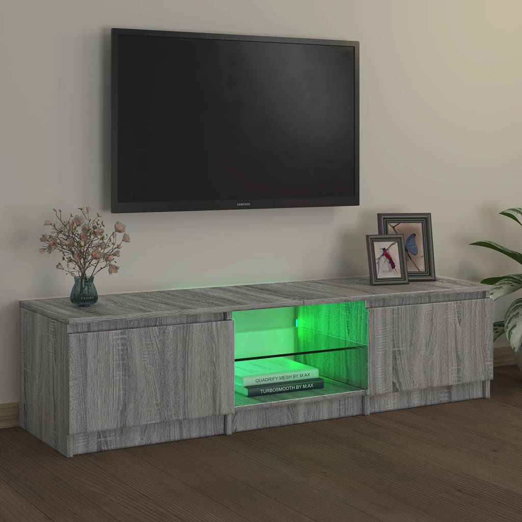 vidaXL TV Cabinet with LED Lights Grey Sonoma 140x40x35.5 cm