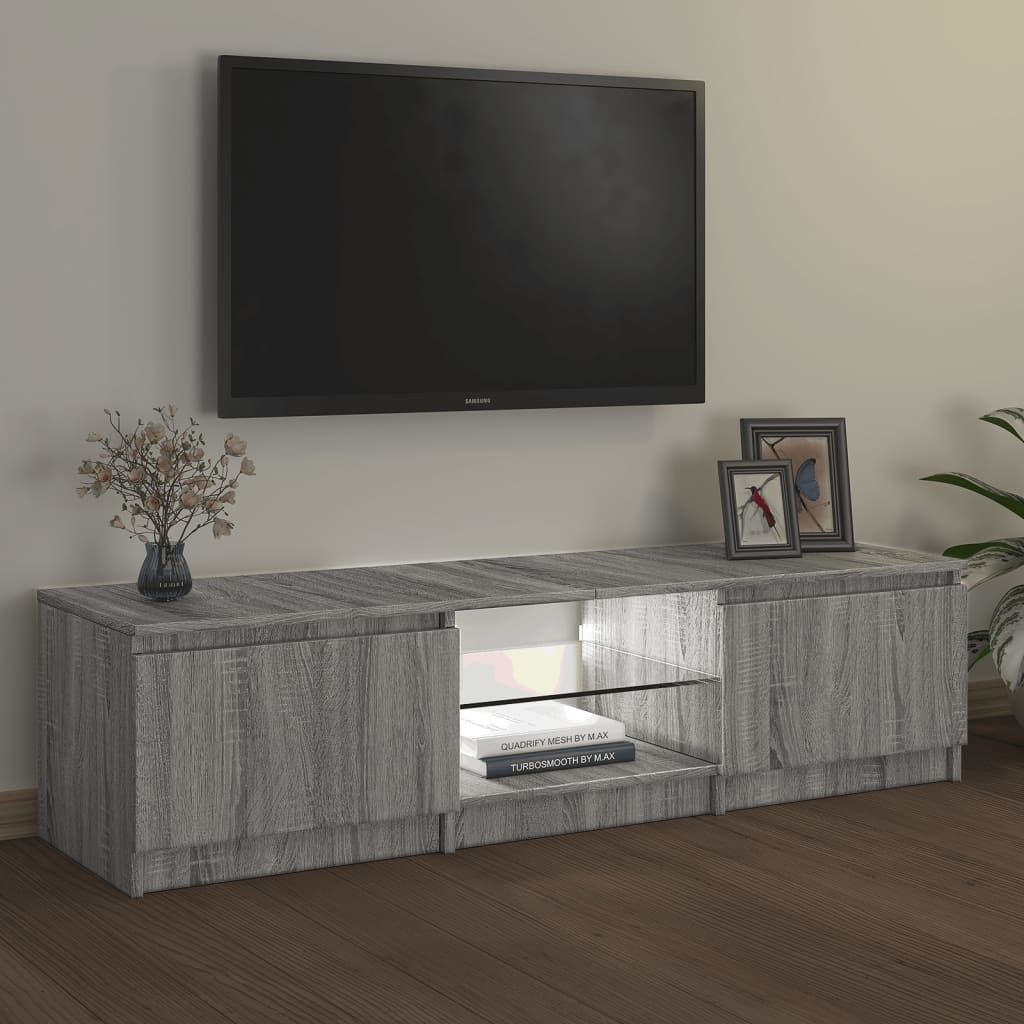 vidaXL TV Cabinet with LED Lights Grey Sonoma 140x40x35.5 cm