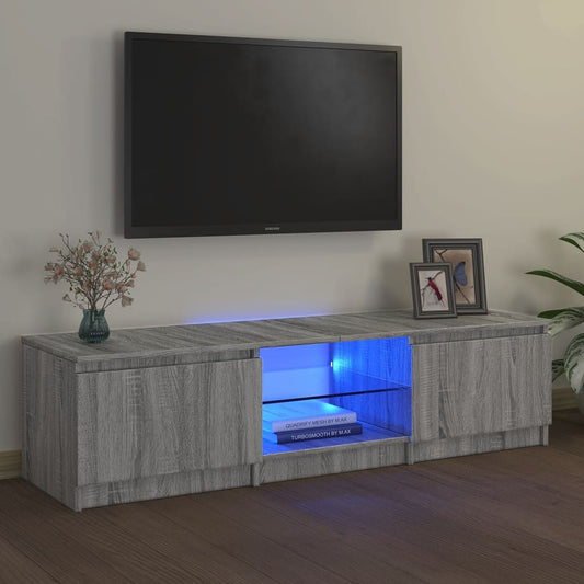 vidaXL TV Cabinet with LED Lights Grey Sonoma 140x40x35.5 cm