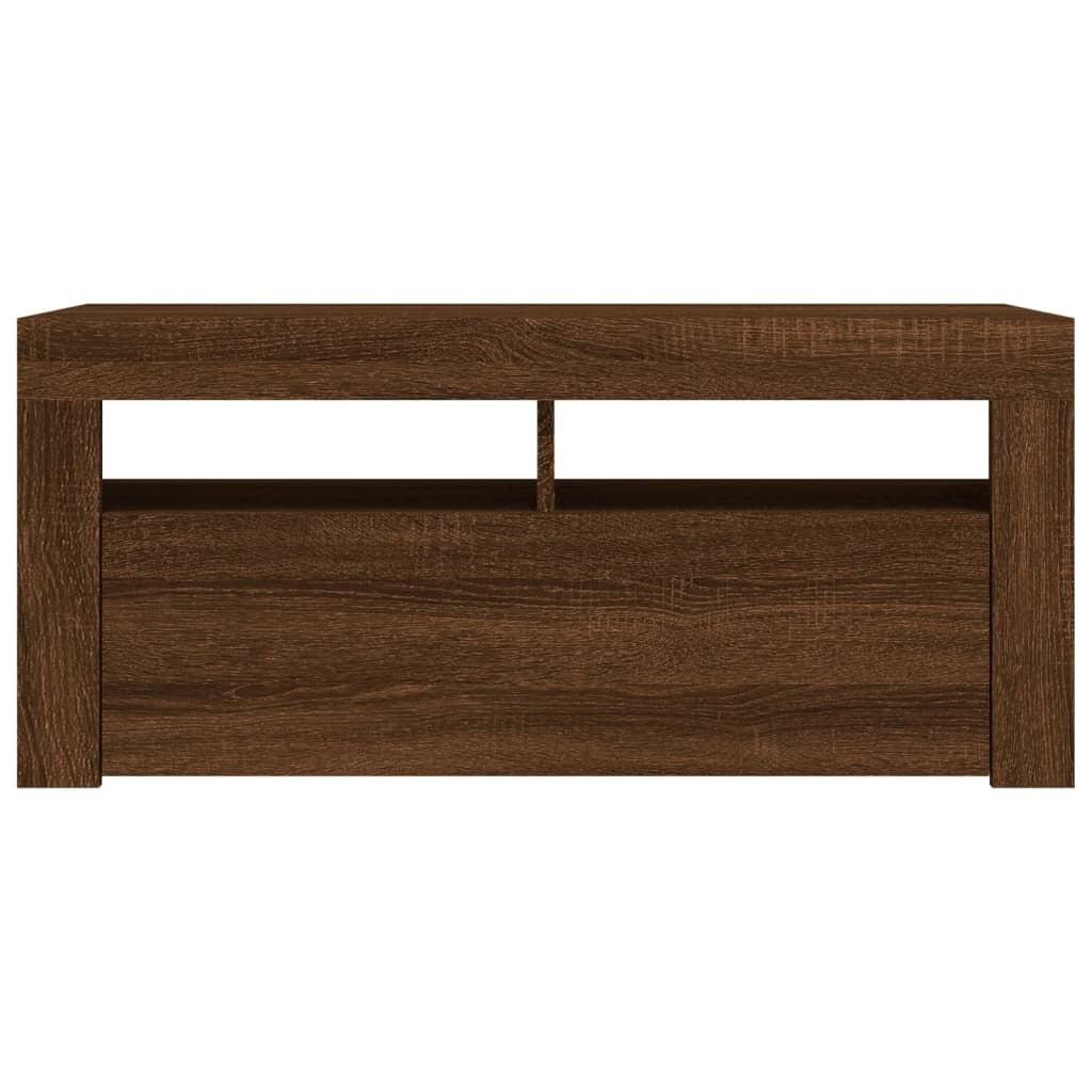 vidaXL TV Cabinet with LED Lights Brown Oak 90x35x40 cm