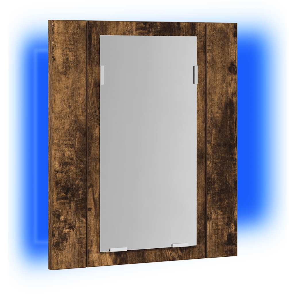 LED Bathroom Mirror Cabinet Smoked Oak 40x12x45 cm Engineered Wood
