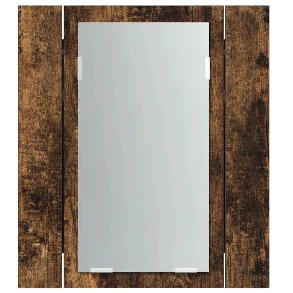 LED Bathroom Mirror Cabinet Smoked Oak 40x12x45 cm Engineered Wood