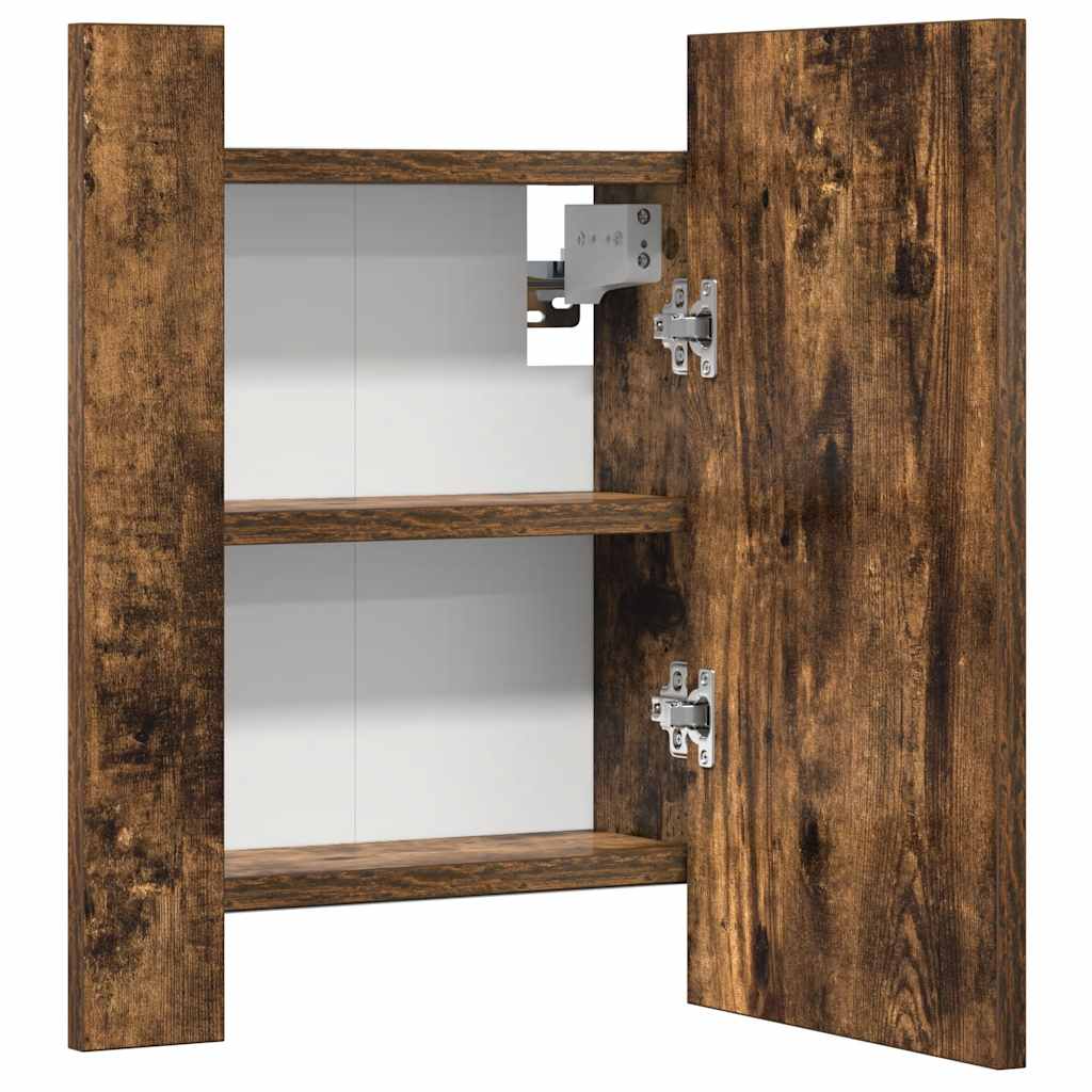 LED Bathroom Mirror Cabinet Smoked Oak 40x12x45 cm Engineered Wood
