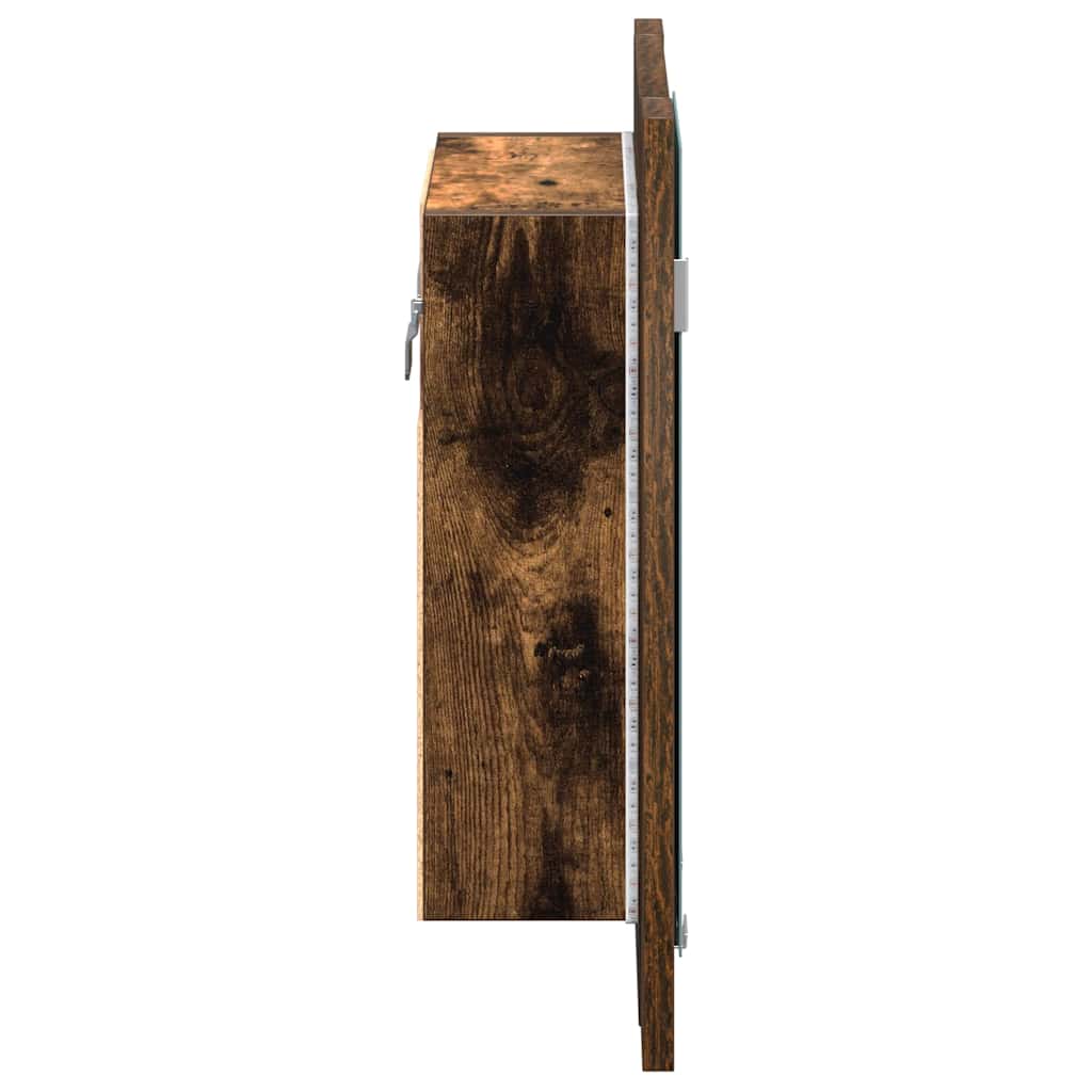 LED Bathroom Mirror Cabinet Smoked Oak 40x12x45 cm