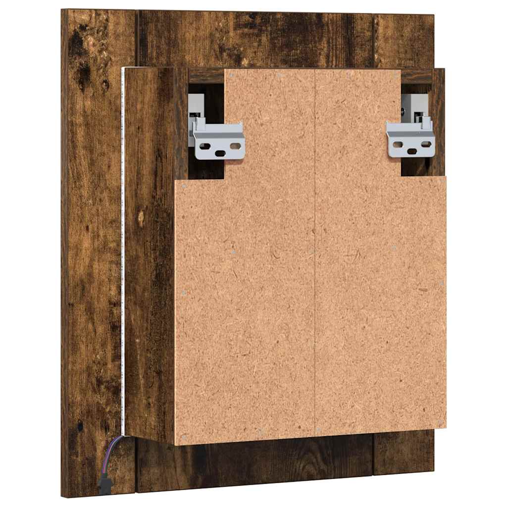 LED Bathroom Mirror Cabinet Smoked Oak 40x12x45 cm Engineered Wood