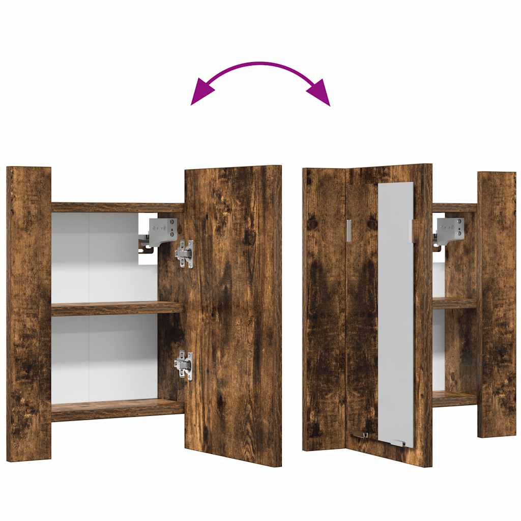 LED Bathroom Mirror Cabinet Smoked Oak 40x12x45 cm Engineered Wood