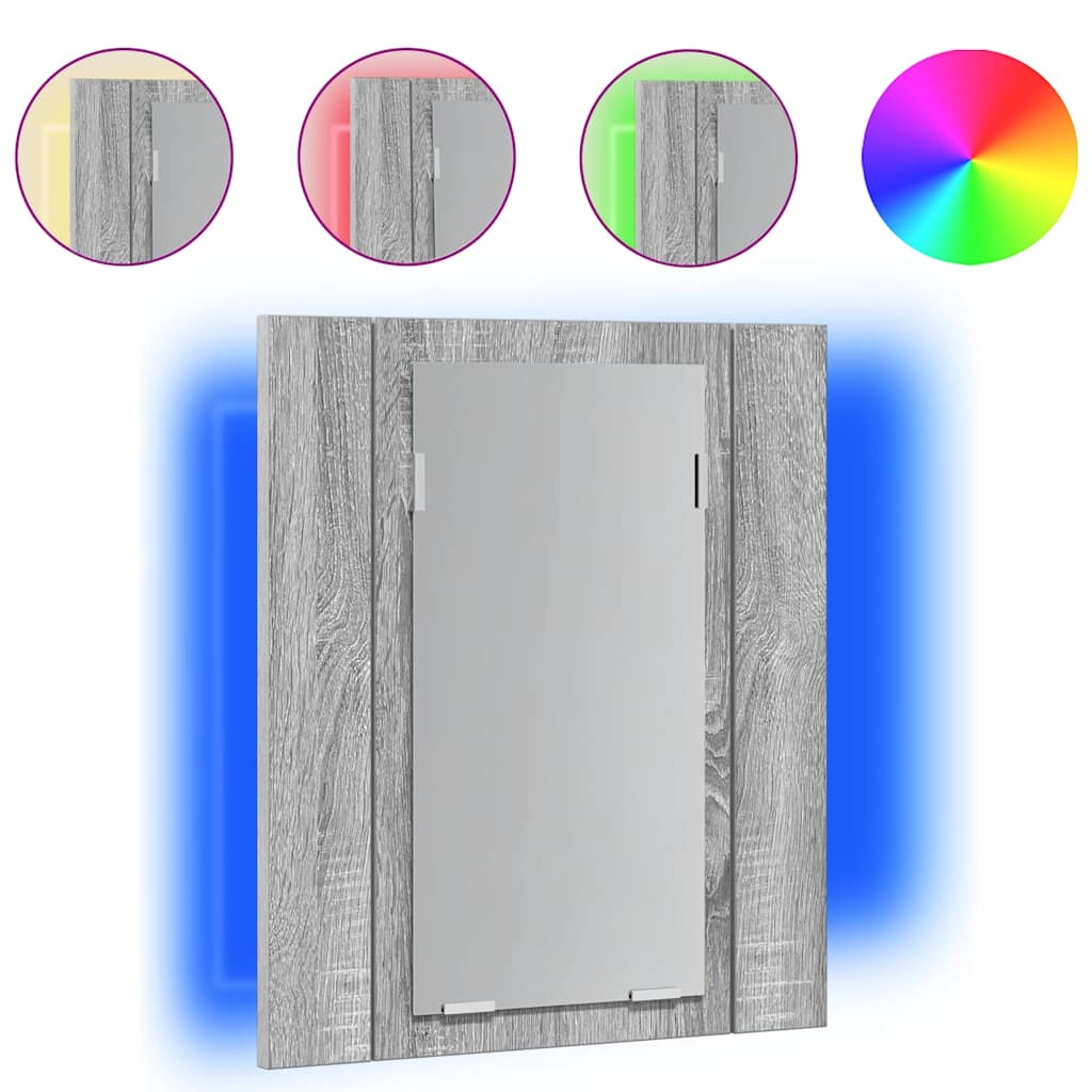 LED Bathroom Mirror Cabinet Grey Sonoma 40x12x45 cm Engineered Wood