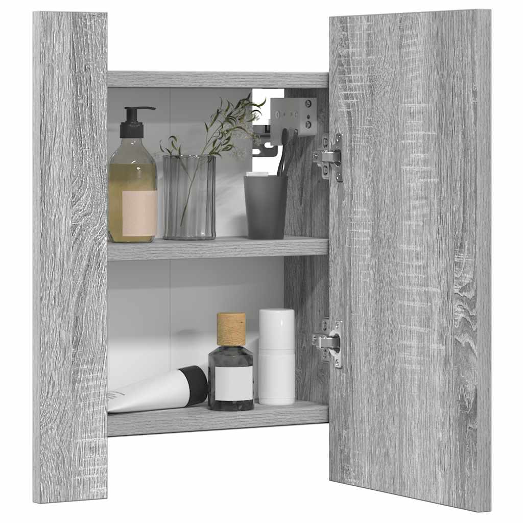 LED Bathroom Mirror Cabinet Grey Sonoma 40x12x45 cm Engineered Wood