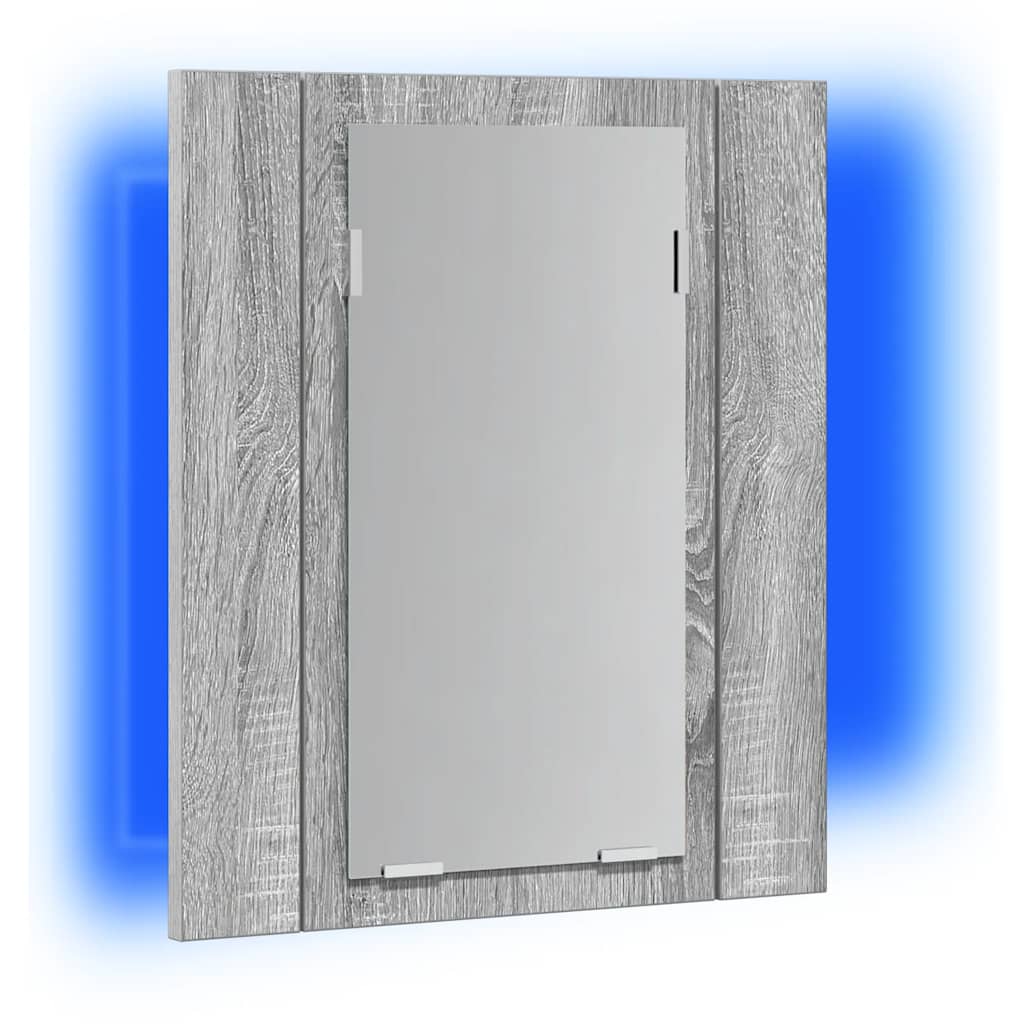 LED Bathroom Mirror Cabinet Grey Sonoma 40x12x45 cm Engineered Wood