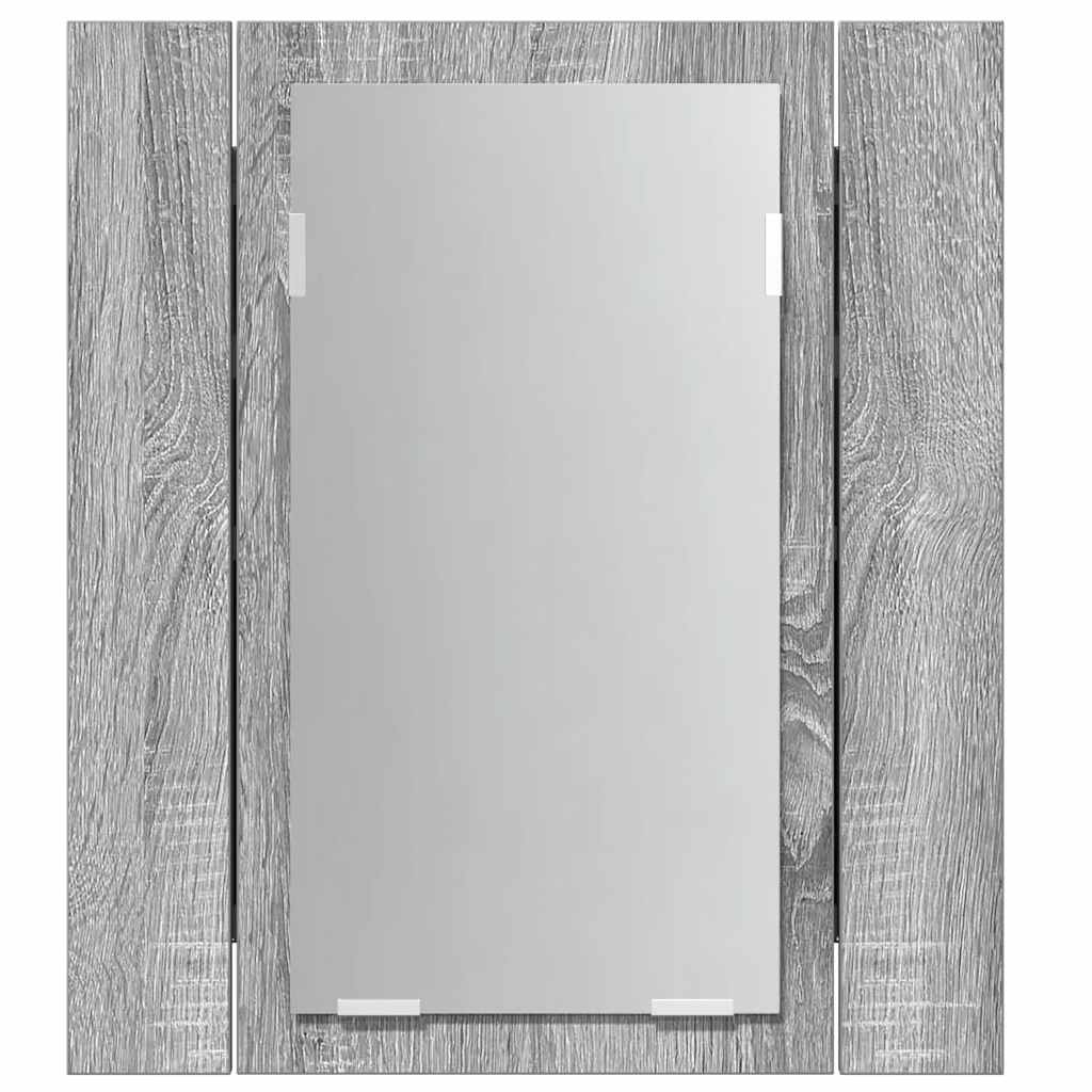 LED Bathroom Mirror Cabinet Grey Sonoma 40x12x45 cm Engineered Wood