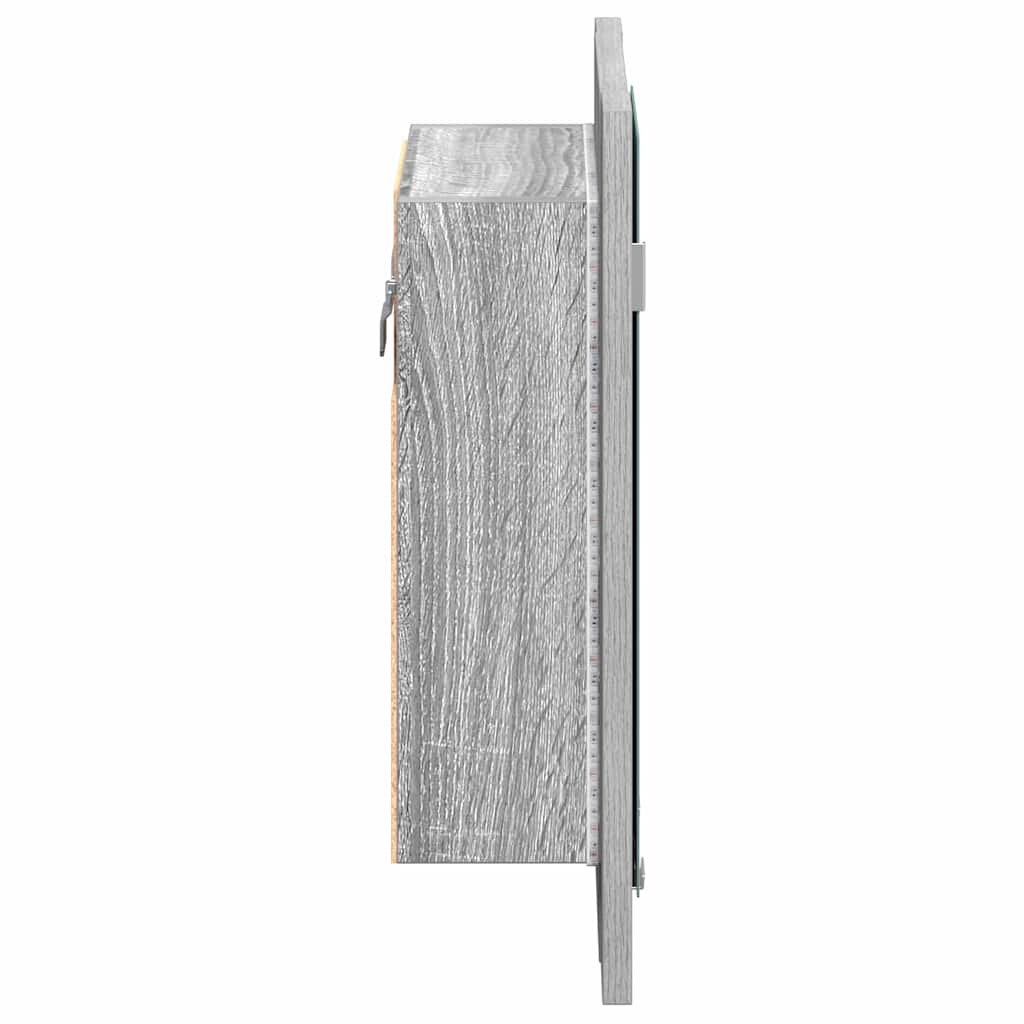 LED Bathroom Mirror Cabinet Grey Sonoma 40x12x45 cm Engineered Wood