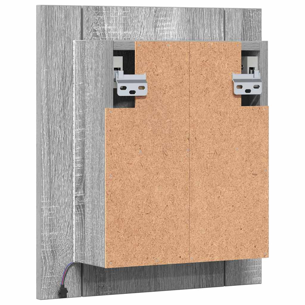 LED Bathroom Mirror Cabinet Grey Sonoma 40x12x45 cm Engineered Wood