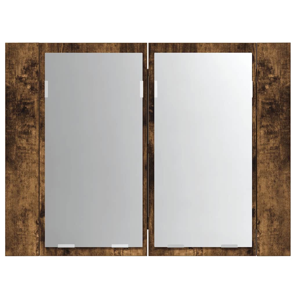 LED Mirror Cabinet Smoked Oak 60x12x45 cm Engineered Wood