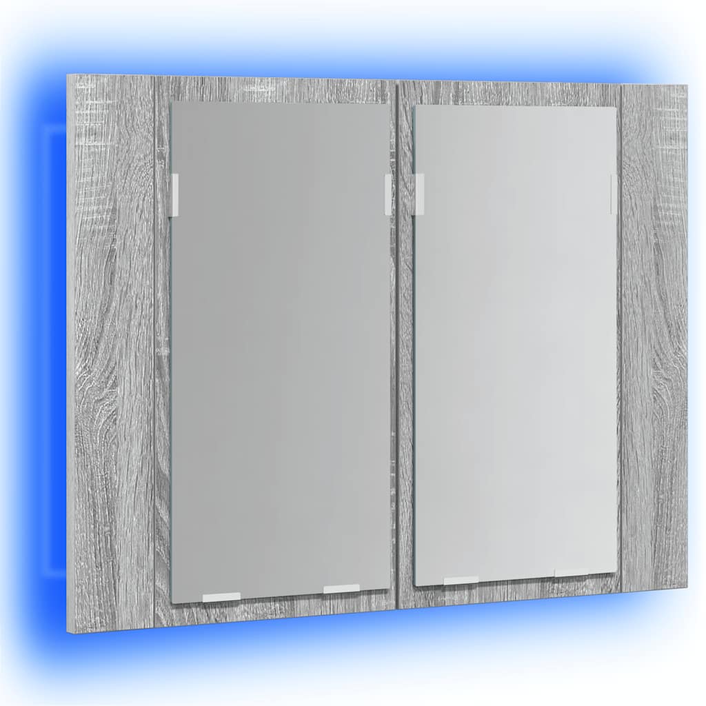 LED Mirror Cabinet Grey Sonoma 60x12x45 cm Engineered Wood
