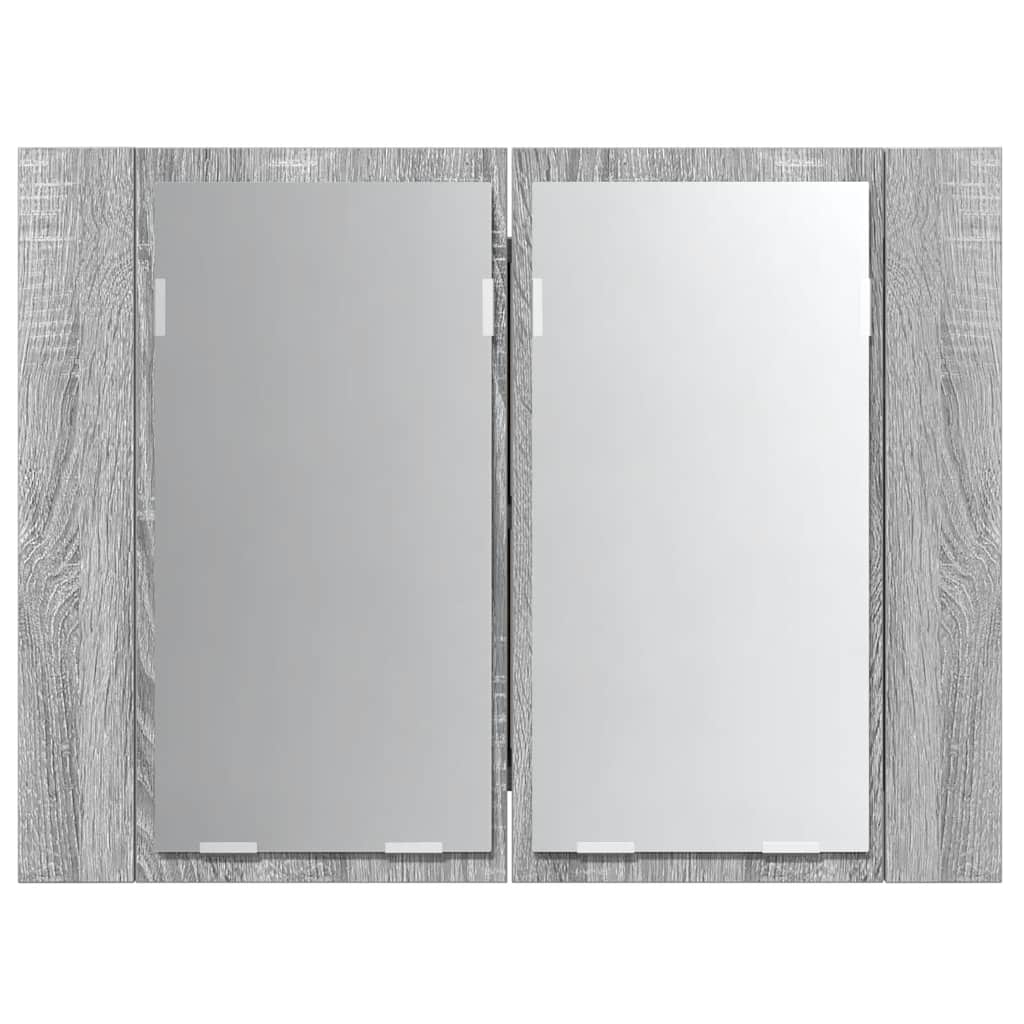 LED Mirror Cabinet Grey Sonoma 60x12x45 cm Engineered Wood