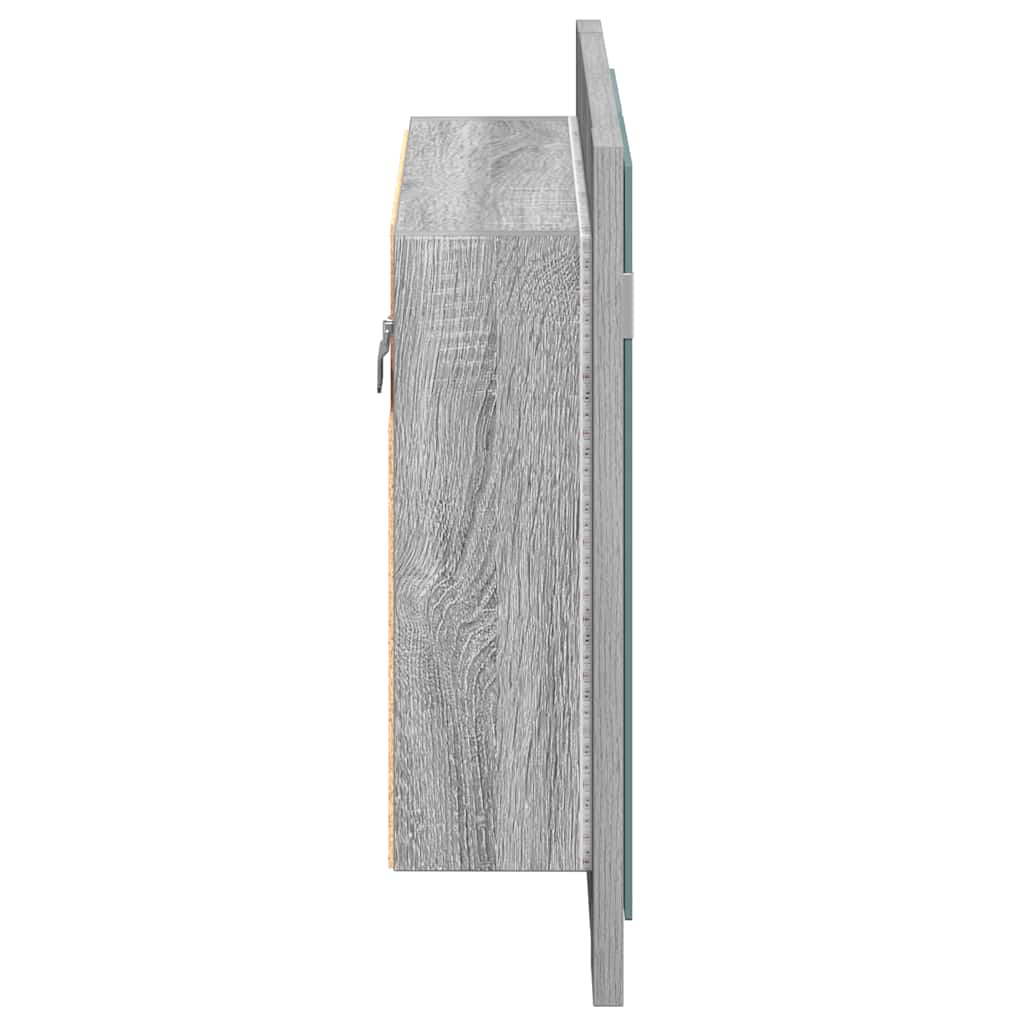 LED Mirror Cabinet Grey Sonoma 60x12x45 cm Engineered Wood
