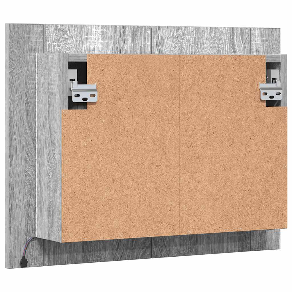 LED Mirror Cabinet Grey Sonoma 60x12x45 cm Engineered Wood