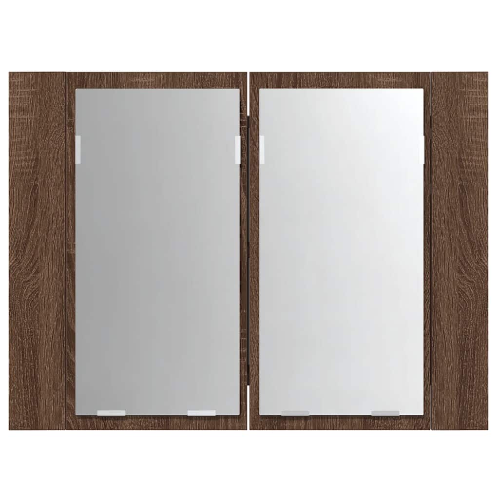 LED Mirror Cabinet Brown Oak 60x12x45 cm Engineered Wood