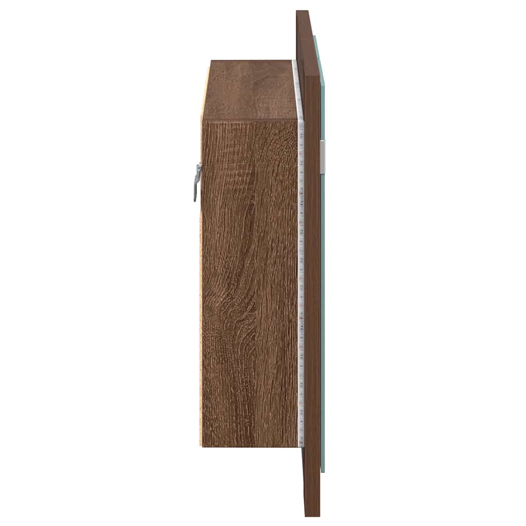 LED Mirror Cabinet Brown Oak 60x12x45 cm Engineered Wood
