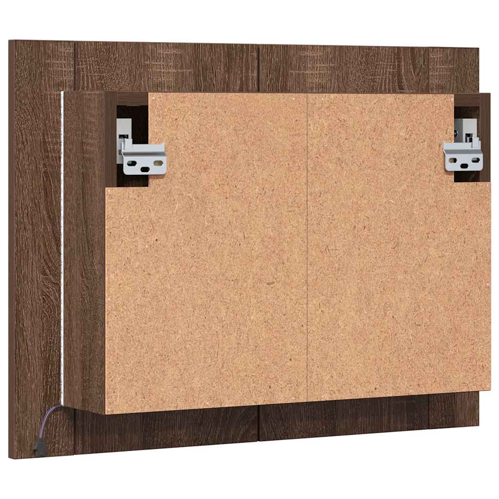 LED Mirror Cabinet Brown Oak 60x12x45 cm Engineered Wood