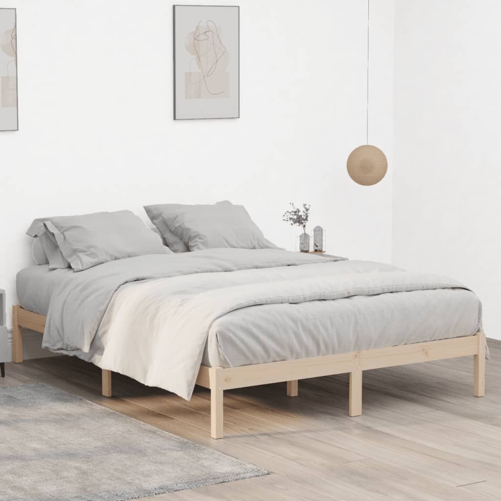 vidaXL Bed Frame without Mattress 152x203 cm Solid Wood Pine Queen