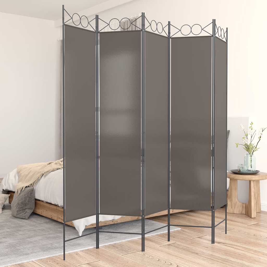 5-Panel Room Divider Anthracite 200x220 cm Fabric