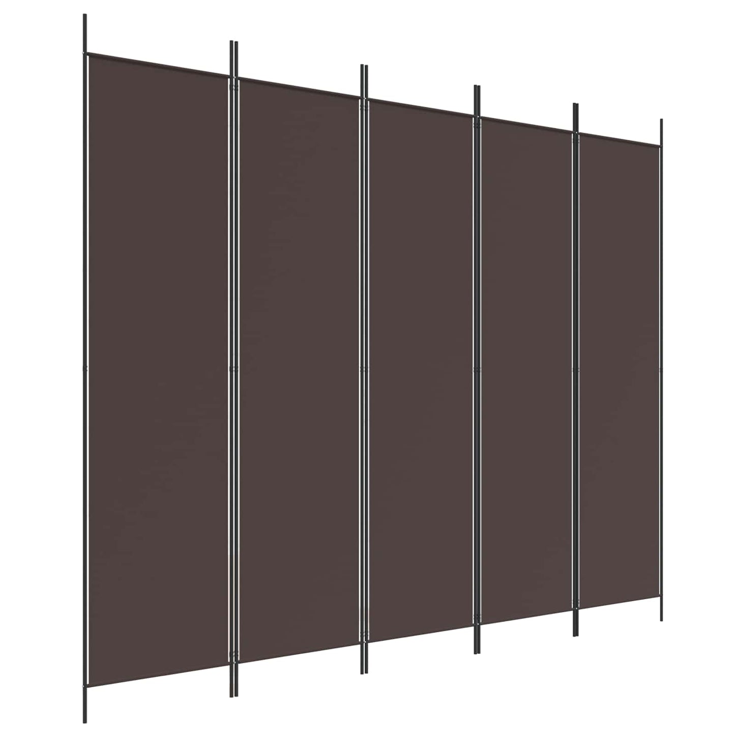 5-Panel Room Divider Brown 250x200 cm Fabric