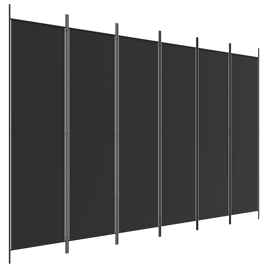 6-Panel Room Divider Black 300x200 cm Fabric