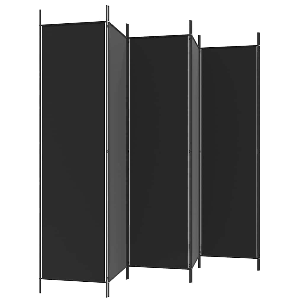 6-Panel Room Divider Black 300x200 cm Fabric