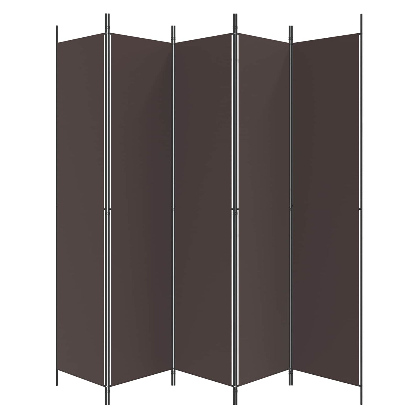 5-Panel Room Divider Brown 250x220 cm Fabric