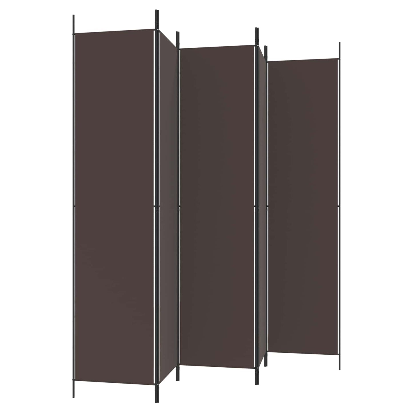 5-Panel Room Divider Brown 250x220 cm Fabric
