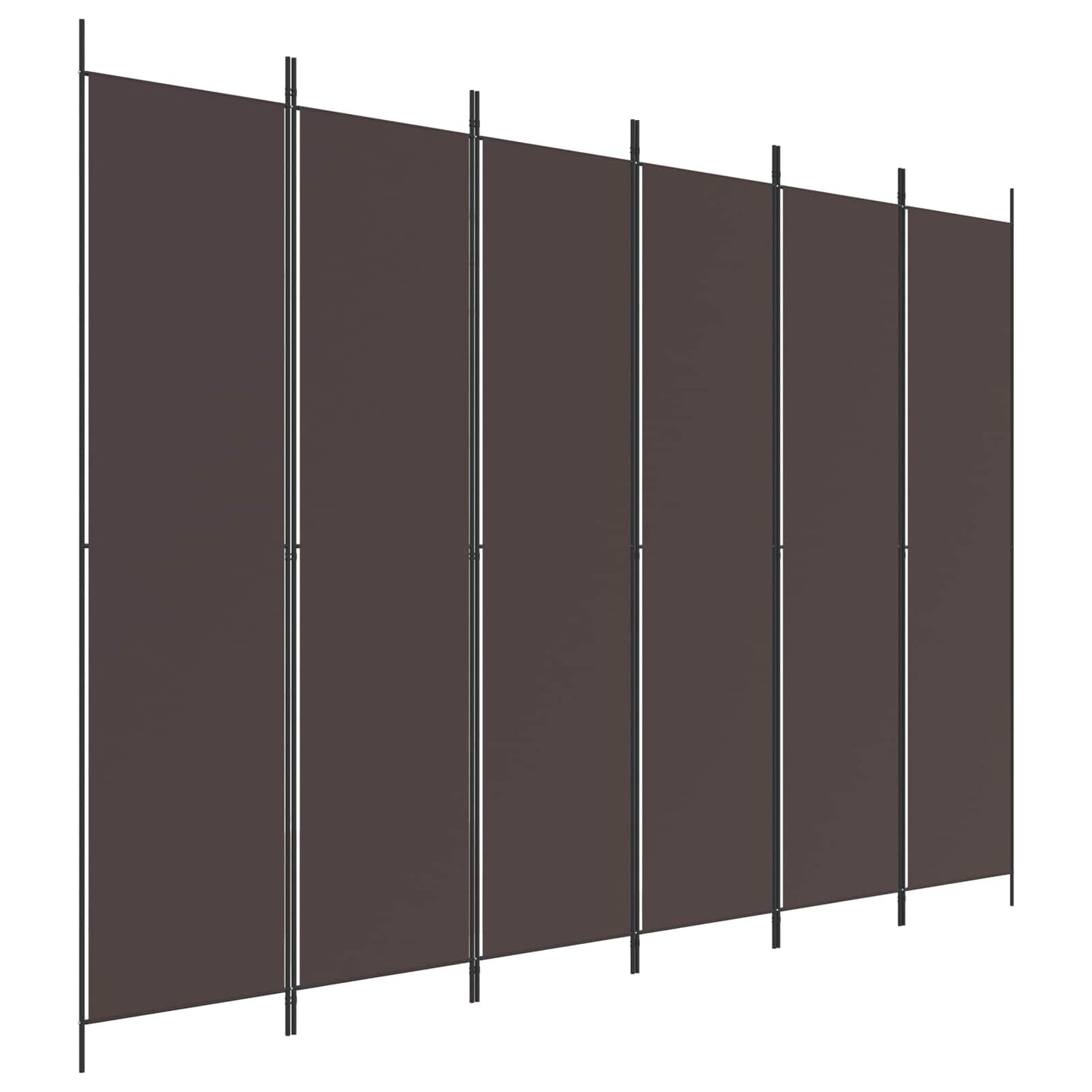 6-Panel Room Divider Brown 300x220 cm Fabric