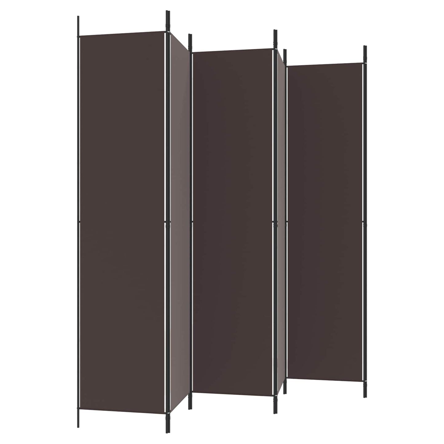 6-Panel Room Divider Brown 300x220 cm Fabric