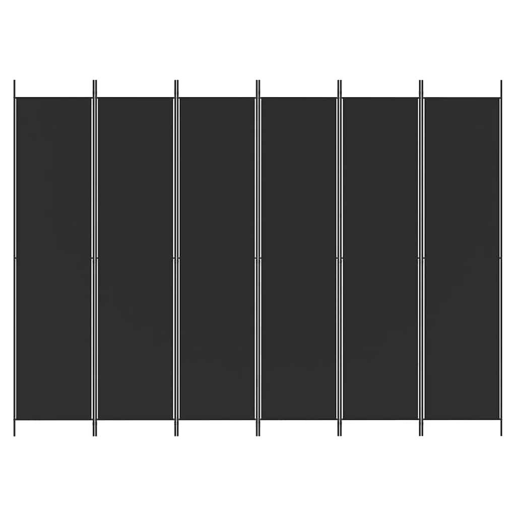 6-Panel Room Divider Black 300x220 cm Fabric