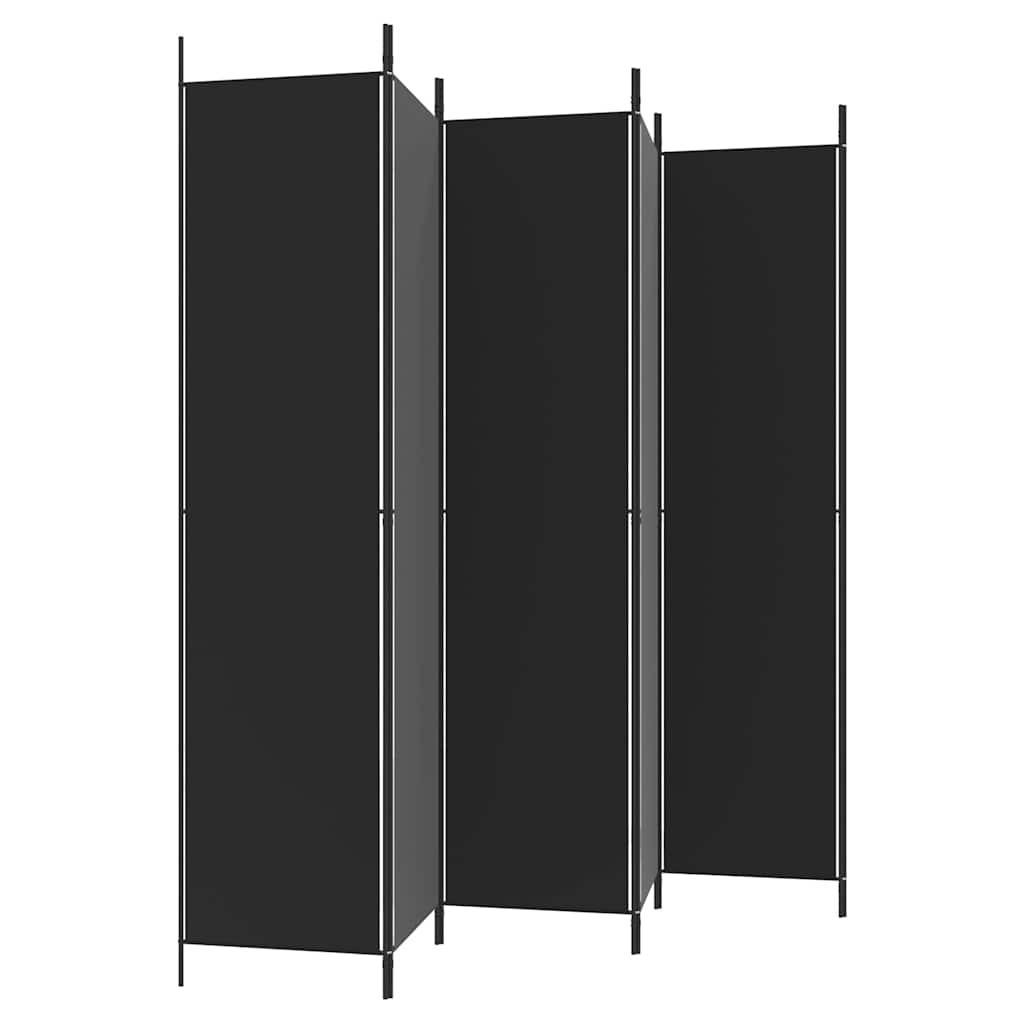 6-Panel Room Divider Black 300x220 cm Fabric