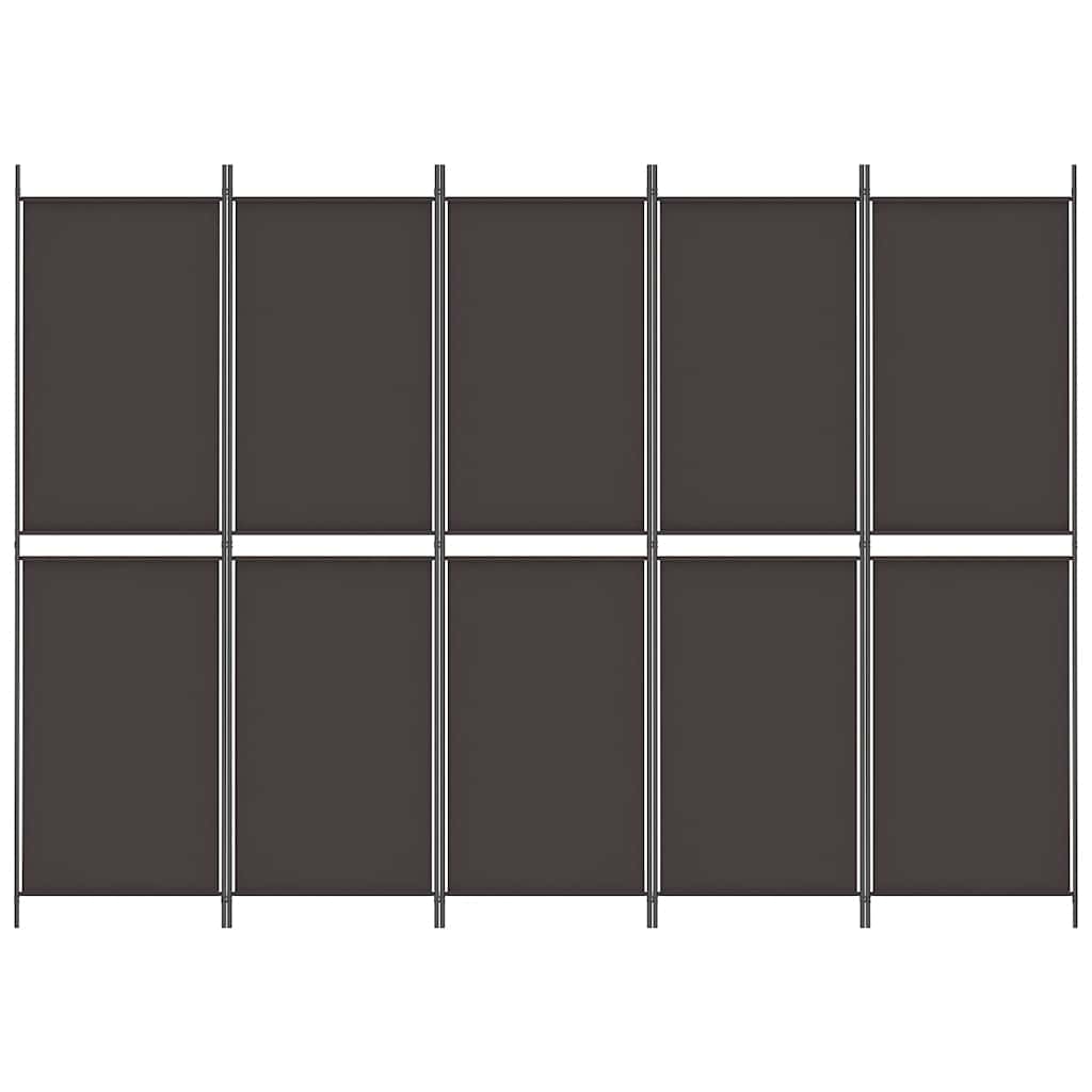 5-Panel Room Divider Brown 250x180 cm Fabric