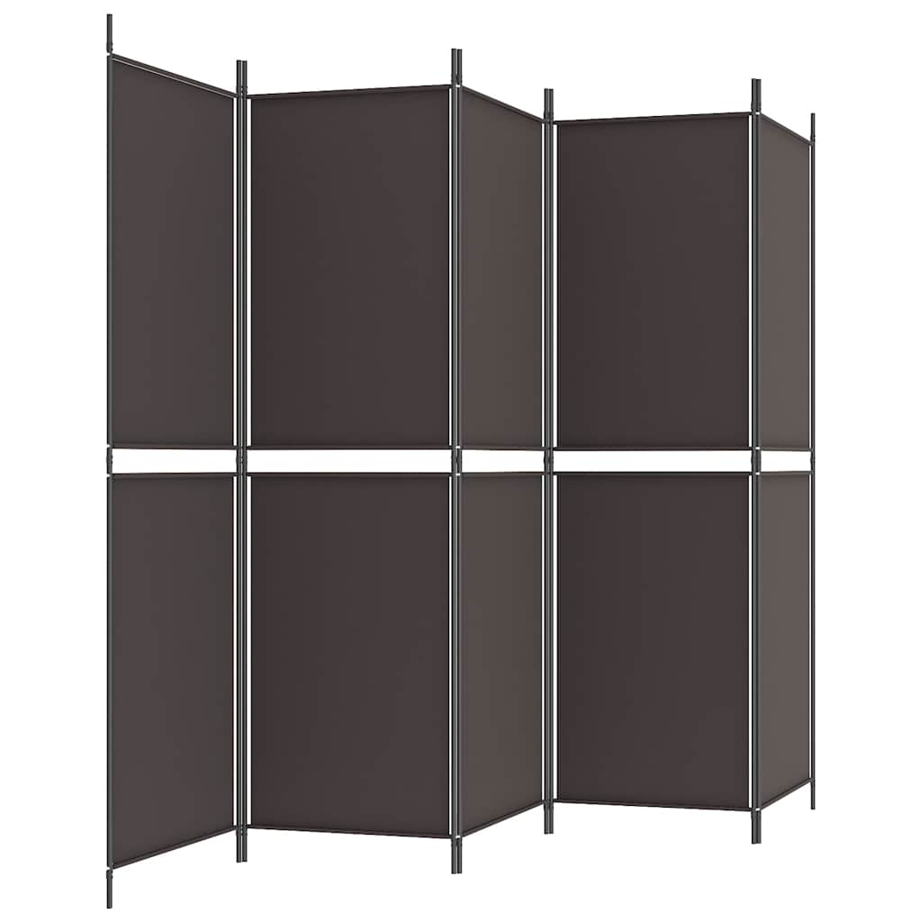 5-Panel Room Divider Brown 250x180 cm Fabric