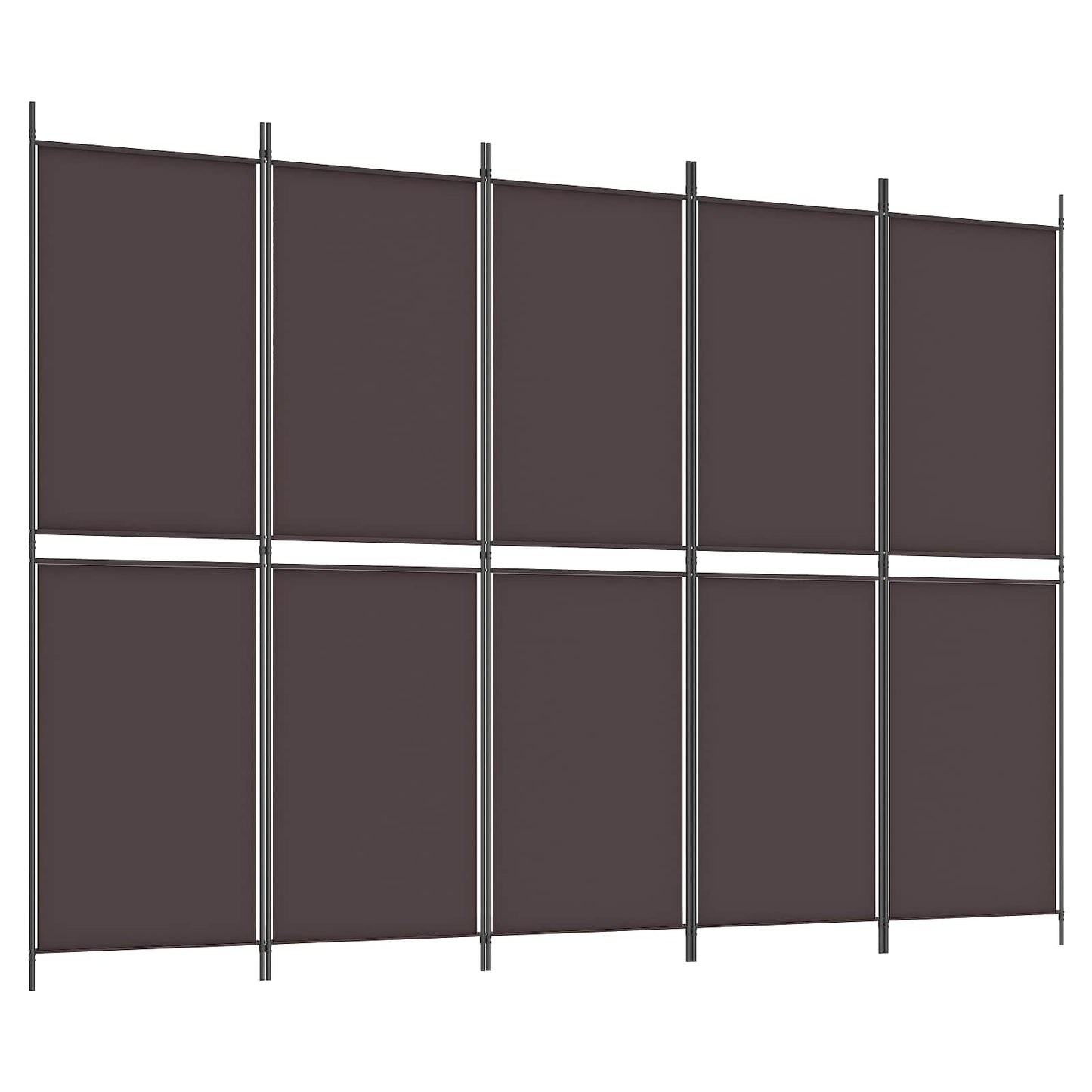 5-Panel Room Divider Brown 250x180 cm Fabric