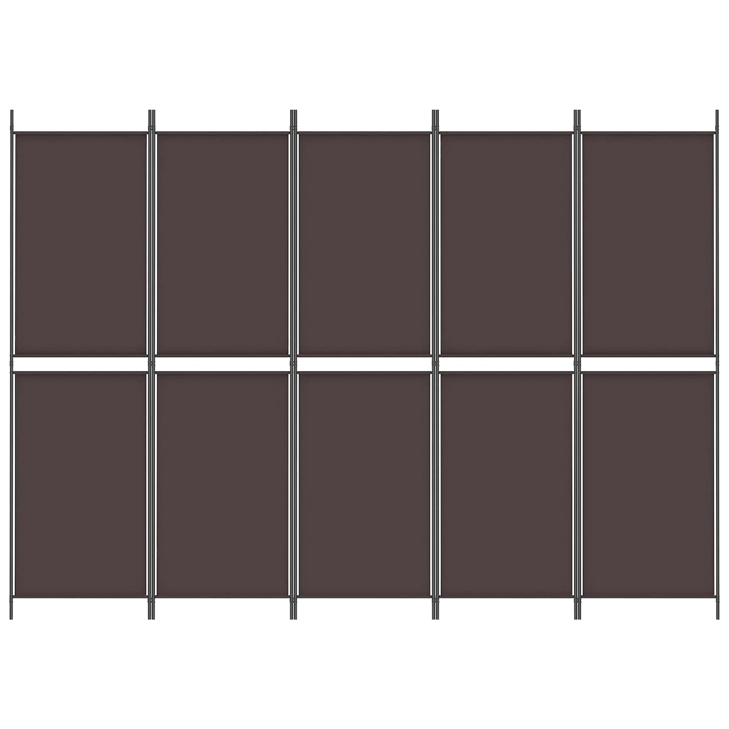 5-Panel Room Divider Brown 250x180 cm Fabric