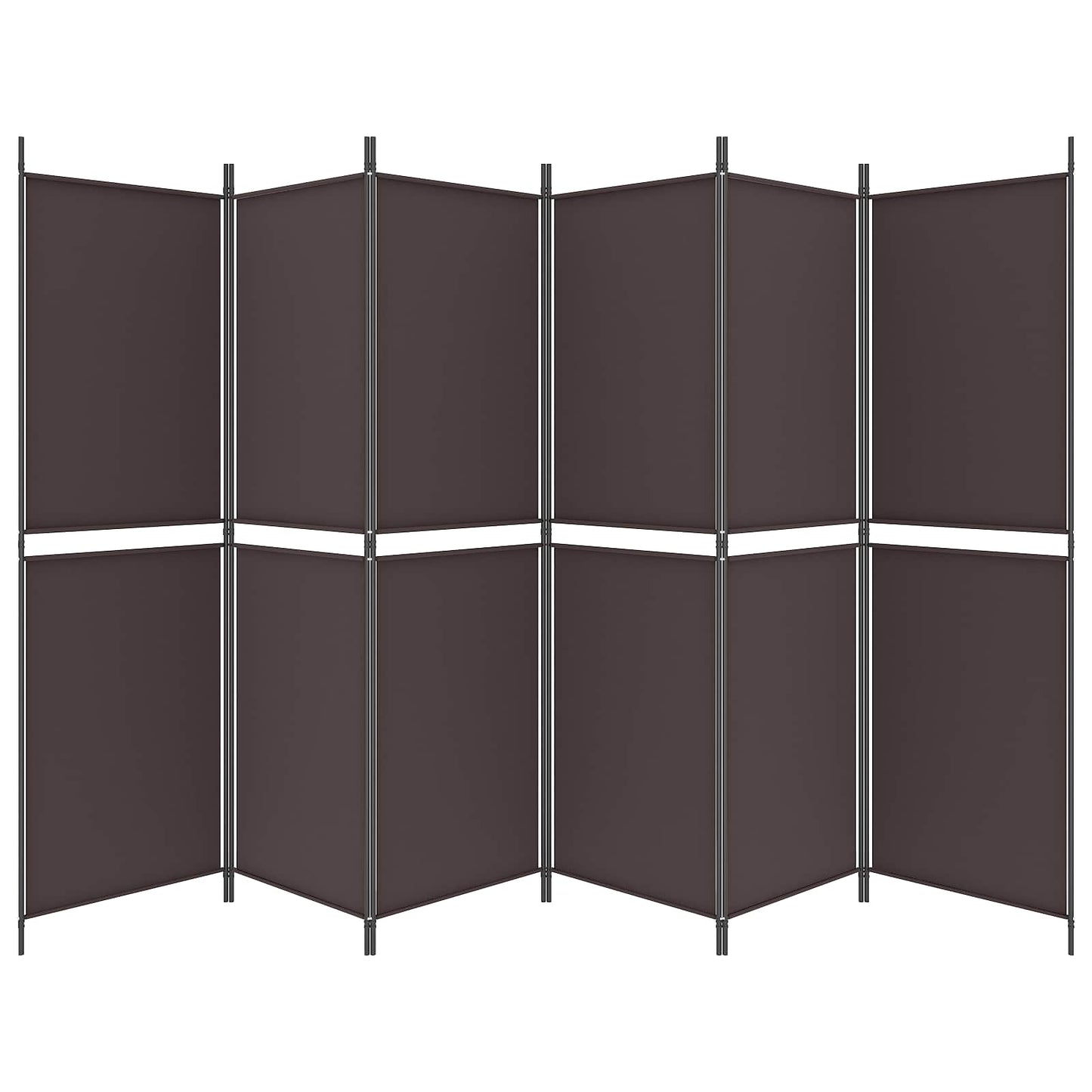 6-Panel Room Divider Brown 300x180 cm Fabric