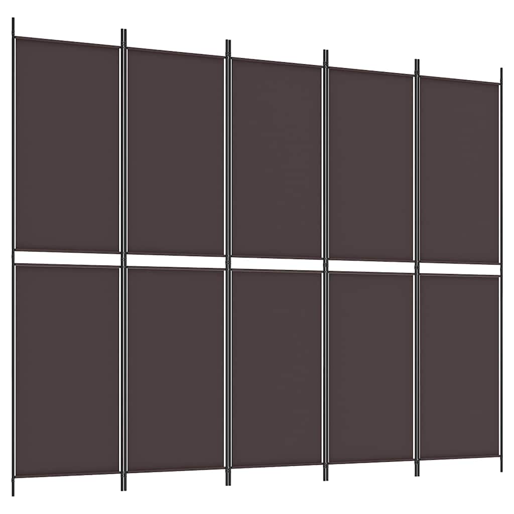 5-Panel Room Divider Brown 250x200 cm Fabric