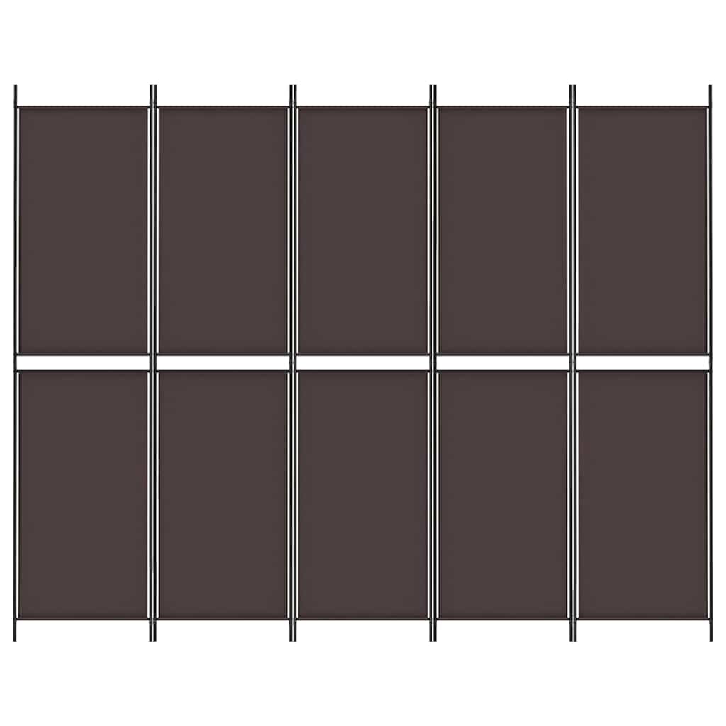 5-Panel Room Divider Brown 250x200 cm Fabric